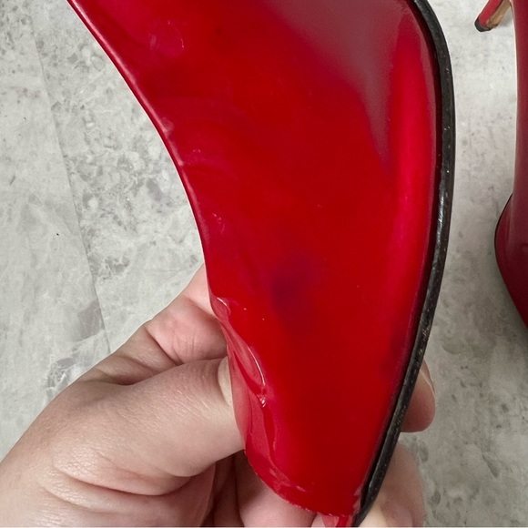 Stuart Weitzman Peep Toe Pumps Bright Red 9 Bold Solid Stiletto Heels Party - Picture 8 of 10